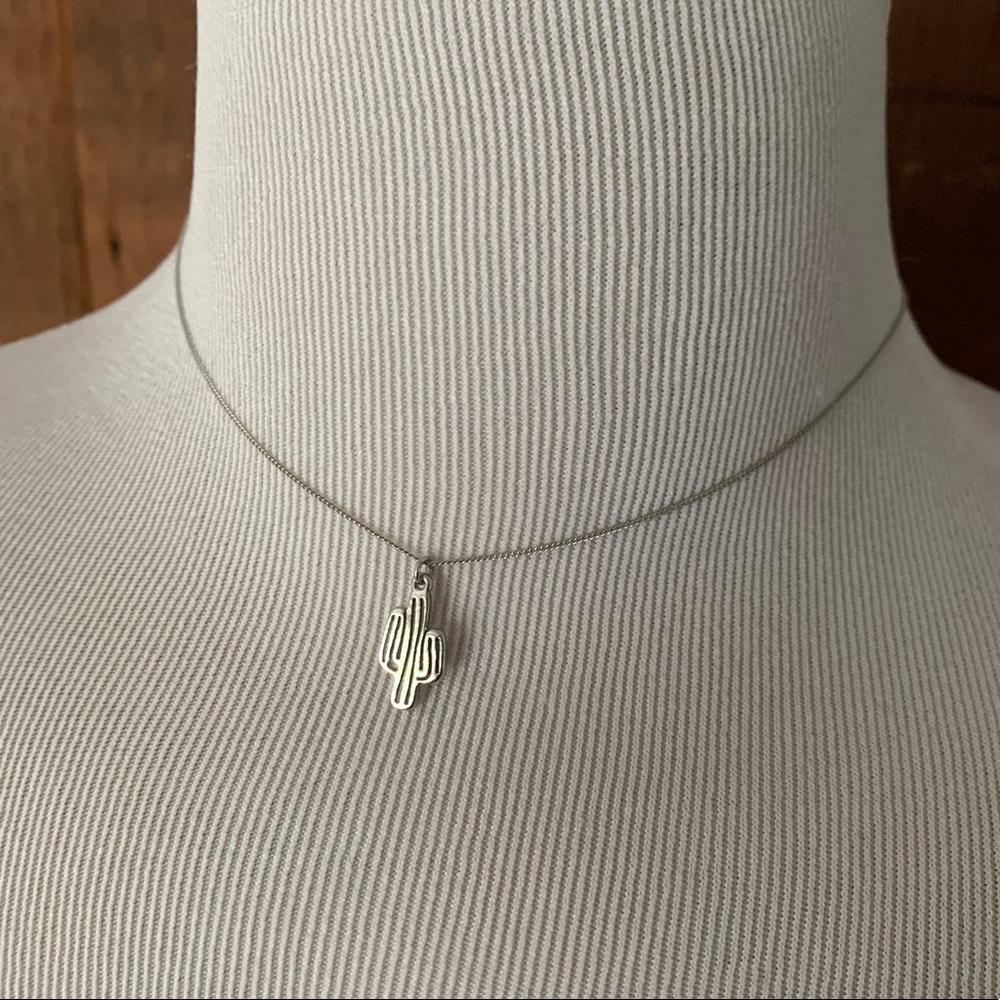 Simple Silver Cactus Necklace Choker